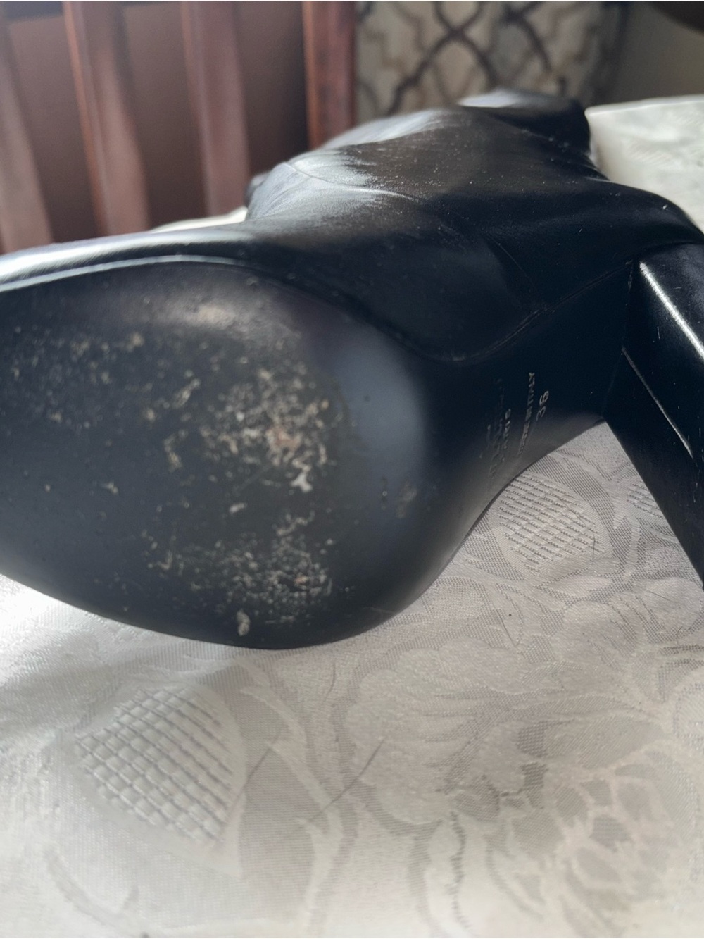 Saint Laurent Black Leather Knee-High Boots - Picture 5 of 10